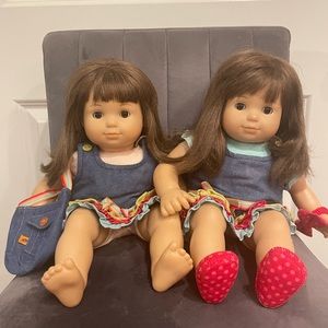 American Girl Bitty Baby Twins Girl Dolls - 2 dolls, brown hair brown eyes